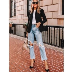 J. CREW 100% Linen Black Blazer Business office minimalist Size 4